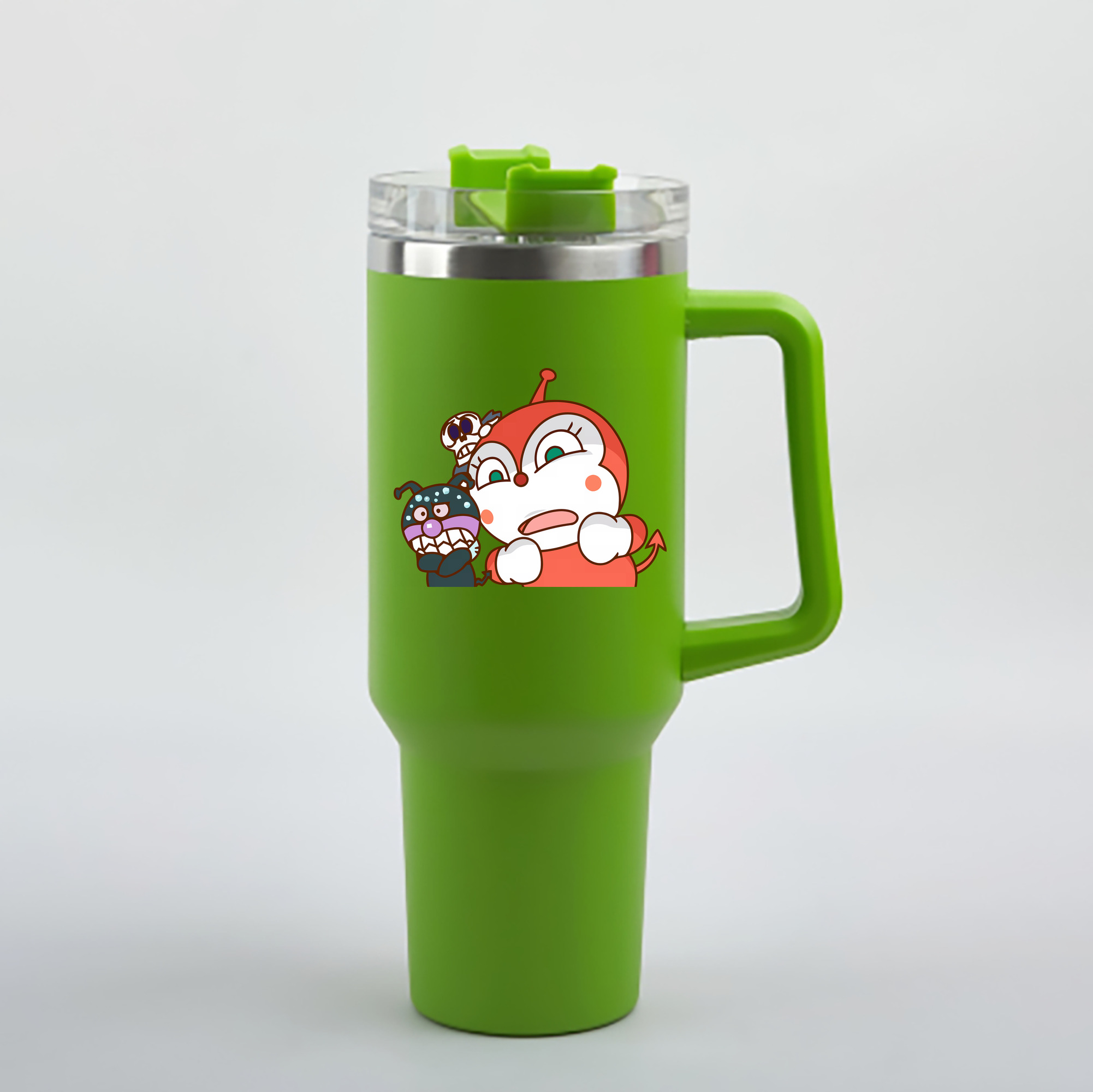 （画像用） アンパンマン Anpanman 1200mL車用タンブラー - クリスタルステッカー（プラスチックストロー付き）